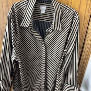 Chico's Black and Tan Striped Blouse